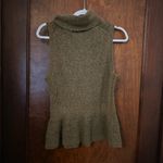 White House | Black Market WHBM Sleeveless Soft Turtleneck Tank Sweater Peplum Toasted Coconut Size M Photo 2