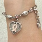 Brighton Retired Power Of Pink Breast Cancer Love Heals Heart Charm Bracelet 26g Photo 1