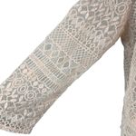 American Eagle  Large Crop Top Crochet Mesh Sheer 3/4 Sleeve Stretch Rear Button Photo 2