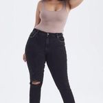 Abercrombie & Fitch Abercrombie The Skinny High Rise Distressed Black Jeans 4 Short 27 Photo 0