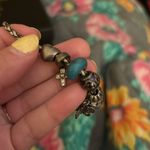 Vintage  Double Woven Leather Bracelet w/ 12 Pandora Silver Charms Photo 1