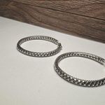 Kenneth Jay Lane Pave Crystal Hoop Pierced Earrings Signed KJL Silver Photo 8