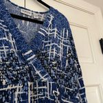 Traveler Size 3 Blue White Multi Pattern Top Faux Wrap Blouse Chicos XL Photo 4