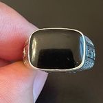 Natural black obsidian S925 silver ring size 8.75 Photo 4