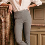 Sézane  Clara Trousers, Black/Ecru Houndstooth Print, FR34/US2 Photo 0