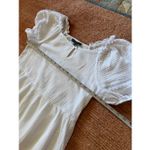 Adrienne Vittadini  White Cotton Puff Sleeve Tiered Dress Lined Textured S Photo 3