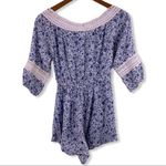 Hollister  blue floral off shoulder crochet trim XS Photo 2