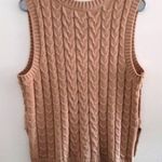 Cupcakes and Cashmere  Braided Knit Sweater Vest Tan Medium Photo 1