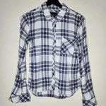 Rails  Black and White Plaid Windowpane long sleeve‎ Top Size XS​ Photo 0