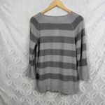 J. Jill‎ Sparkle Flounce Metallic Tonal Stripe Linen Blend Sweater Size S NWT Gray Photo 4