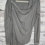 Free People  Gray Draped Asymmetrical Hooded Top Small Photo 0