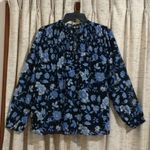 J.Crew  Ruffleneck Chiffon Blouse - Midnight Blue Floral Photo 6