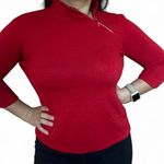 Vintage Rare Y2K Red Turtleneck with rhinestone zipper Size undefined Photo 0