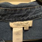 Coldwater Creek  Blue Denim Zip-Up Jacket with Ribbed Knit Sleeves Sz PL Photo 2