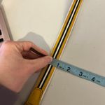 Vintage Italy Made Yellow Navy Stripe Belt With Gold Buckle Size Medium Photo 7