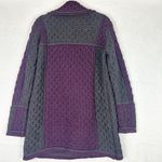 Aran Crafts Merino Wool Cable Knit Cardigan Size Medium Purple One Button FLAW Photo 1