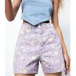 ZARA  Purple Floral Shorts Denim High-Waisted Photo 0