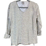 Chico's Chico’s Gold Sparkle Striped V-Neck Top Size XS Photo 0