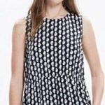 Madewell  Black & White Bloomstamp Ruffle Tank Top S Photo 0