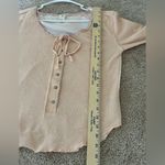 We The Free  People Pink Cecelia Coquette Henley Bow Long Sleeve Top Size Large Photo 12