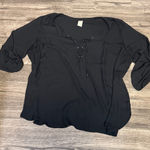 Faded Glory  Black Lace-Up Blouse Photo 0