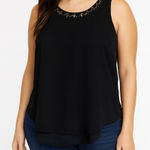 Violet + Claire Black Sleeveless Embellished Neckline Blouse Size Medium Photo 0