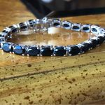 Natural Black Jade Sterling Silver Tennis Bracelet Photo 1