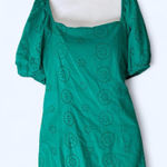 LC Lauren Conrad Lauren Conrad Teal cotton eyelet mini dress with puffy shoulders L Photo 0