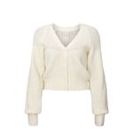 NICHOLAS • Camilla Cable Knit Cardigan wool alpaca Carnation cream ivory cropped White Photo 4