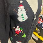 VTG Bechamel Black Christmas sweater cardigan Santa Claus embroidered full zip M Size M Photo 3
