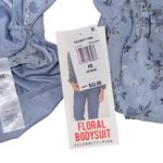 Celebrity Pink NWT  Ruched Blouson Sleeve Bodysuit Ice Blue Floral Square Neck XS Photo 8