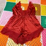 Source Unknown Red Satin Lace Lingerie Romper Adjustable Straps Sexy Classic Chic Size Medium M Photo 0