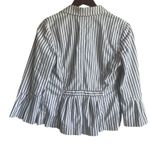 CAbi Women Jacket 4 Blue White Striped Cotton Peplum Preppy Boho Chic Y2K Retro Photo 2