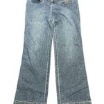 Girdear Straight Leg Jeans Faux Flap Front Pockets 2 Buttons Size 5 Blue Photo 2