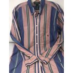 Ralph Lauren  Women's pink,blue, green stripe long sleeve button down Size‎ 10 Photo 3