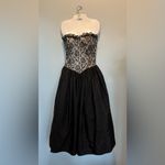Gunne Sax  Jessica McLintock Black Lace and Taffeta strapless dress Vintage Size9 Photo 13