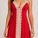 Victoria's Secret  Elegant Lightweight Red Lace Trim Chemise Slip Size L Photo 0