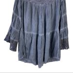 Andree Blue boho style cold shoulder lace sleeve relaxed fit blouse Size Large Photo 3