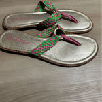 Lilly Pulitzer  Mckim Pink And Green Braided Thong Sandals Size‎ 8 Photo 6