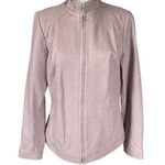Bradley By Bradley Bayou long sleeve zip up soft rose pink/purple leather jacket Photo 0