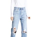 AGOLDE 100% ORGANIC COTTON RIPPED KNEE BUTTON FLY HIGH WAISTED JEANS Photo 6