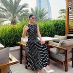 ZARA  linen blend Black and White Polka Dot Dress Photo 7