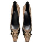 Gucci Escarpins GG Monogram Logo Guccissima Supreme Canvas Brown Leather Heels Photo 2