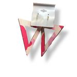Retro Camo Pink and Cream Triangle cloth‎ texture statement Earrings Photo 1