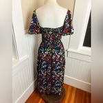 Tanya Taylor Silk Midi Dress Sz med Black Rainbow Confetti Print Photo 2