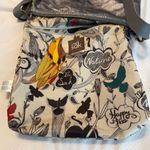 The Sak  Iris Metallic Silver Leather Crossbody Bag Purse Bird Floral Lining Photo 15