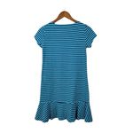 Lands' End Women Casual Dress Teal Blue Tonal Stripe 2X Cotton Short Sleeve Green Photo 3