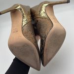 Paris Texas Metallic Snake Embossed Stiletto Booties Boots Tan/Gold Size 8.5 Brown Photo 6