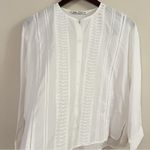 ZARA  White Asymmetric Hem Blouse Button Front Cotton Pleated Front Size XS Photo 6
