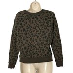 Rails Theo Flocked Olive Leopard Print Pullover Sweatshirt Size S Photo 4